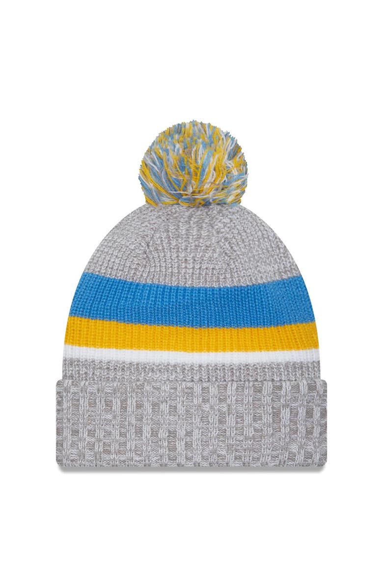 New Era Men's New Era Heather Gray Los Angeles Chargers Cuffed Knit Hat with Pom, Alternate, color, 