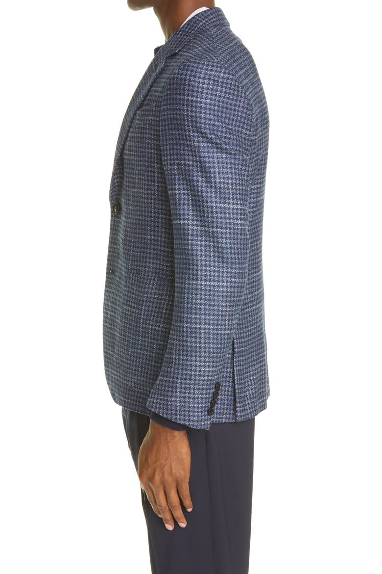 Crossover Micro Check Wool, Silk & Cashmere Sport Coat, Alternate, color, BLUE