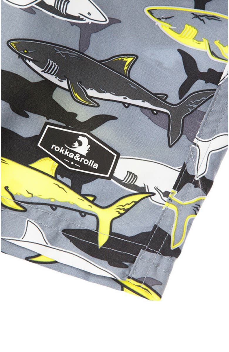 Rokka&Rolla Kid's Swim Trunks with Mesh Lining and UPF 50+, Alternate, color, Shark Fin