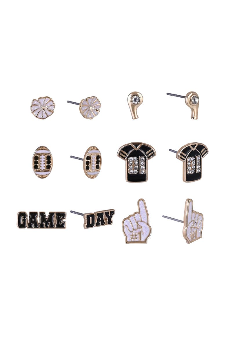 Game Day Cheer 6pk Earring Set, Main, color, Black