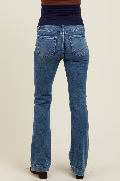 Pinkblush Wide Hem Maternity Bootcut Jeans In Blue
