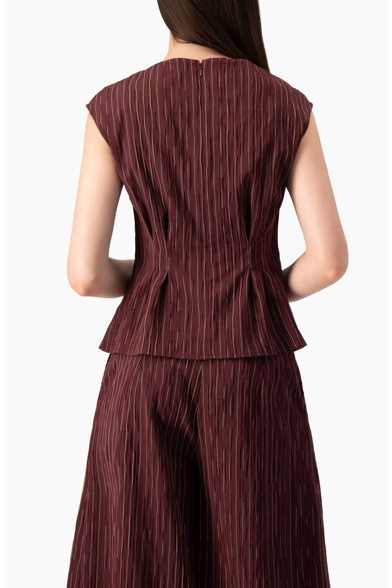 Sleeveless Pinstripe Peplum Blouse, Alternate, color, Wine