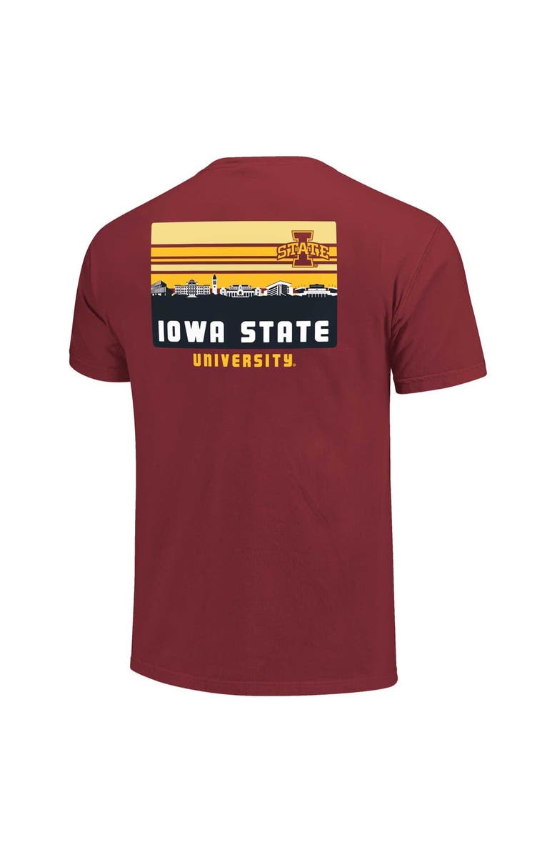 IMAGE ONE Men's Cardinal Iowa State Cyclones Striped Campus Skyline T-Shirt, Alternate, color, Cardinal