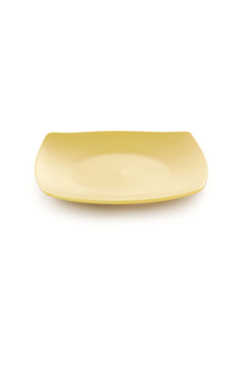 Gibson Home Zen Buffetware 12 Piece Square Fine Ceramic Dinnerware Set, Alternate, color, Yellow