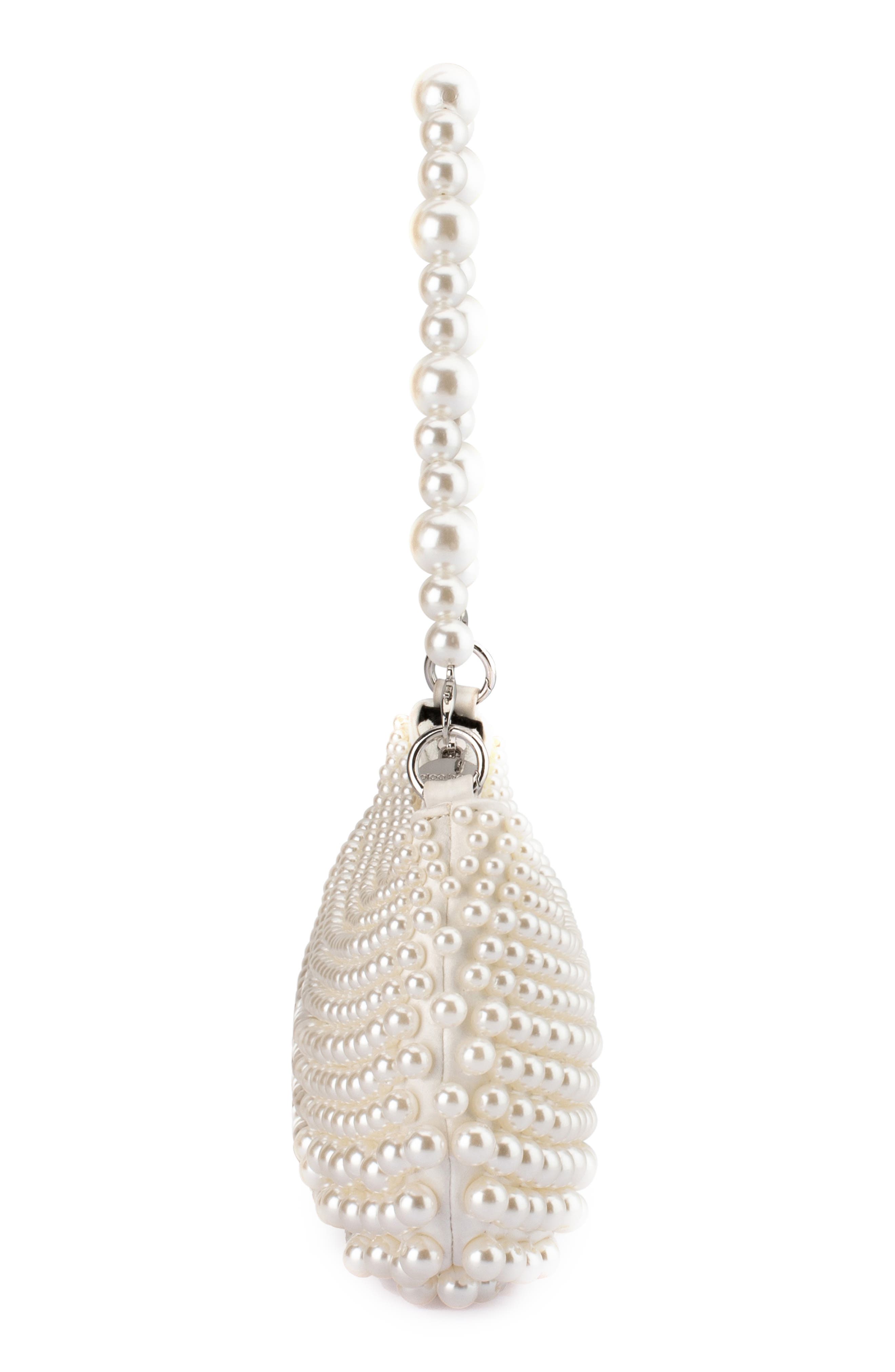 Olga Berg Pia Faux Pearl Croissant Bag, Alternate, color, Pearl