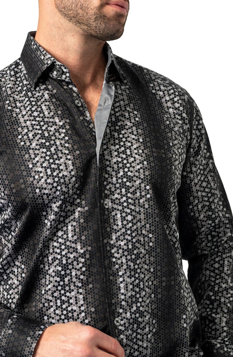 Maceoo Fibonacci Bee Regular Fit Print Button-Up Shirt, Alternate, color,