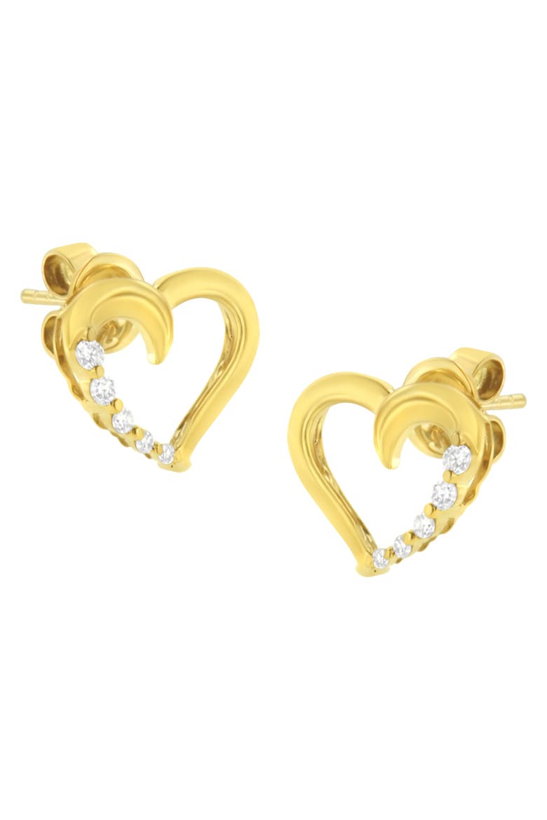 14K Yellow Gold 1/8 Ct Diamond Journey Heart Hoop Earrings, Alternate, color, Yellow