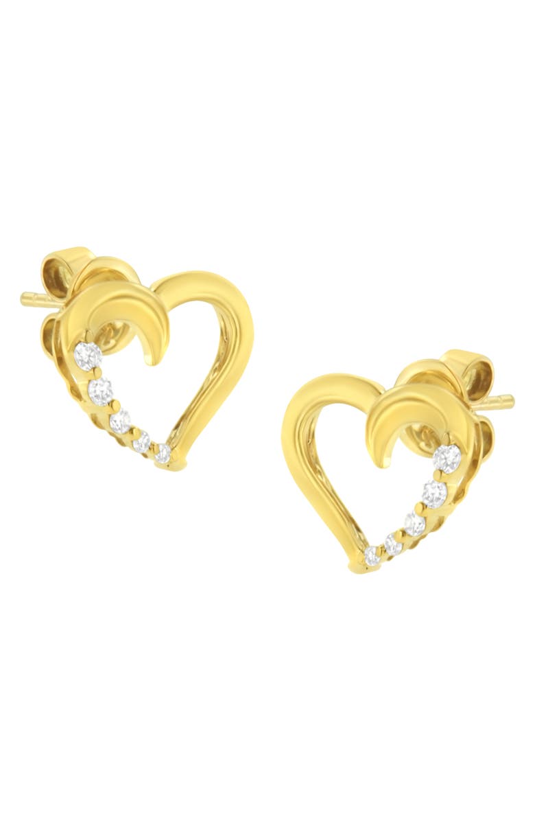 Haus of Brilliance 14K Yellow Gold 1/8 Ct Diamond Journey Heart Hoop Earrings, Alternate, color, Yellow