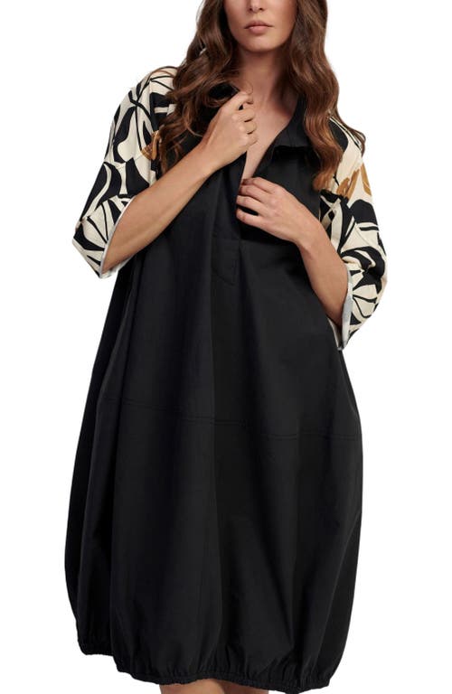 Alembika Tulip Poplin Oversized Shirt-dress In Black