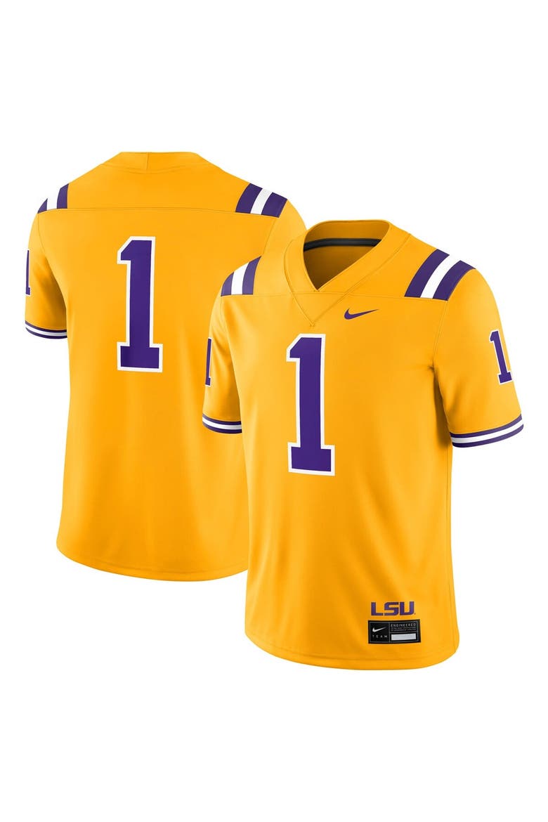 Men's Nike #1 Gold LSU Tigers Alternate Game Jersey, Main, color, Gold