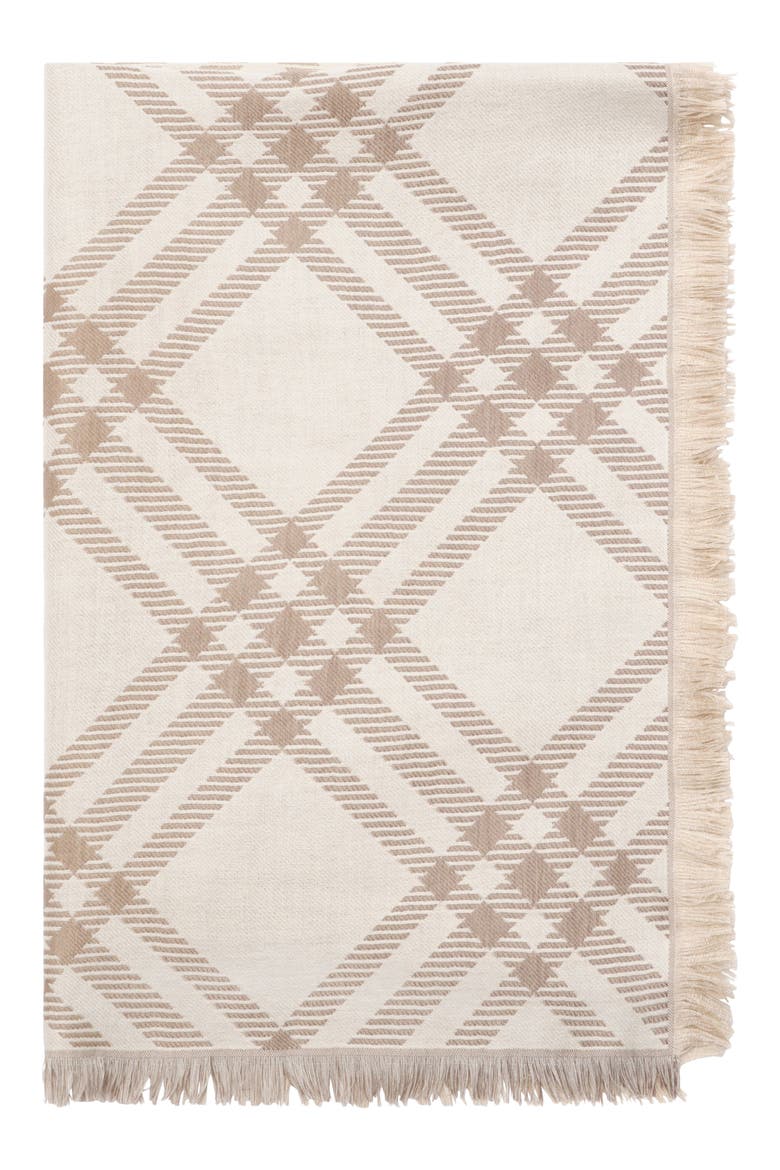 Gradient Check Wool & Silk Scarf, Alternate, color, SAND