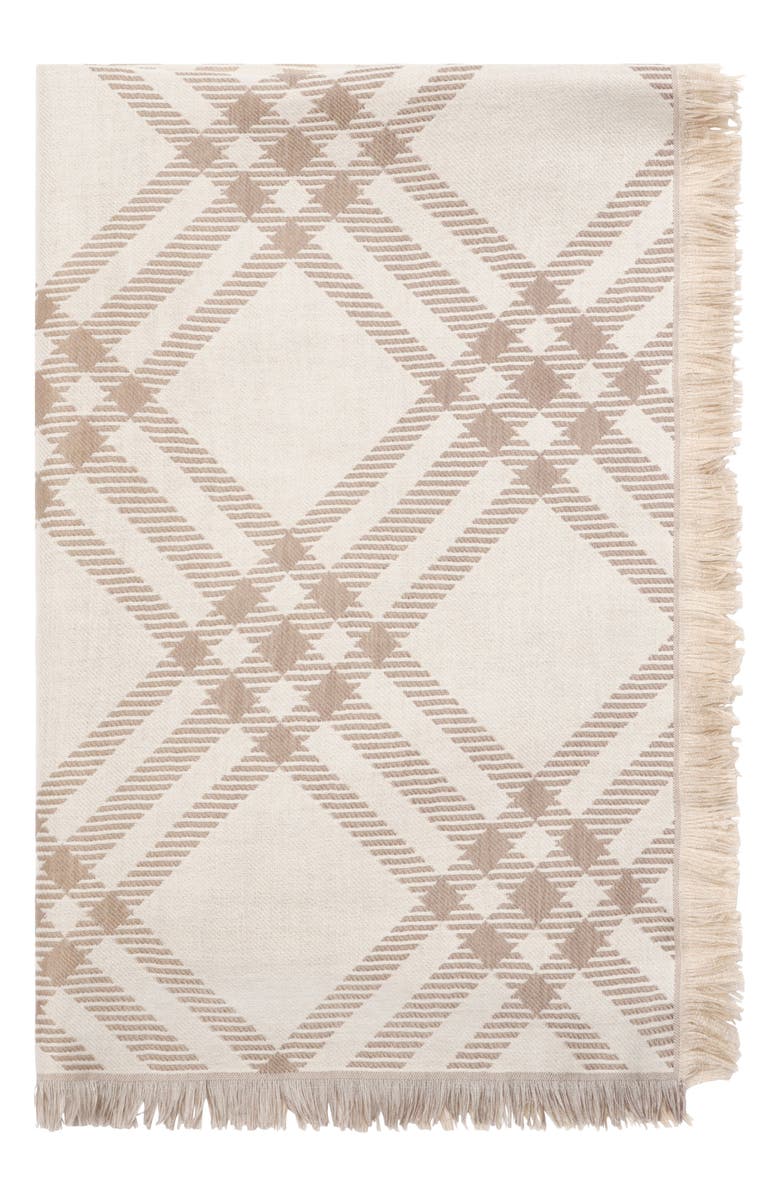 Burberry Gradient Check Wool & Silk Scarf, Alternate, color, Sand