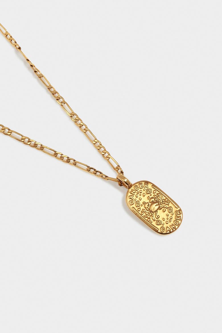 'Cancer' Waterproof Gold Zodiac Necklace, Alternate, color, GOLD