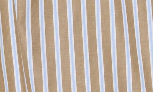 Scotch & Soda High Waist Stripe Cotton Blend Drawstring Shorts In Brown