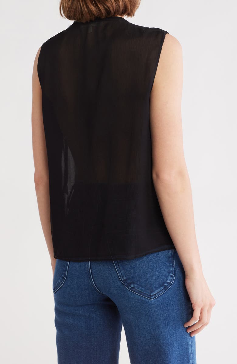 FRAME Sleeveless Ruffle Silk Shell Top, Alternate, color, Black