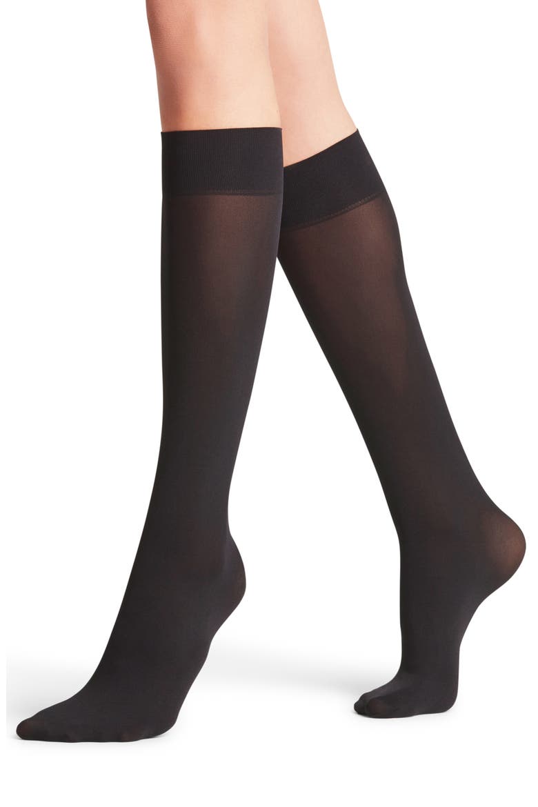 Pure Matte Knee High Socks, Alternate, color, BLACK