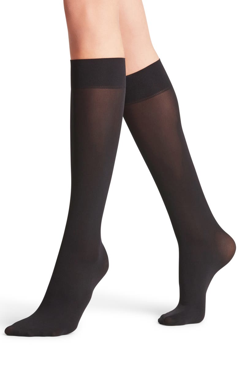 Falke Pure Matte Knee High Socks, Alternate, color, Black