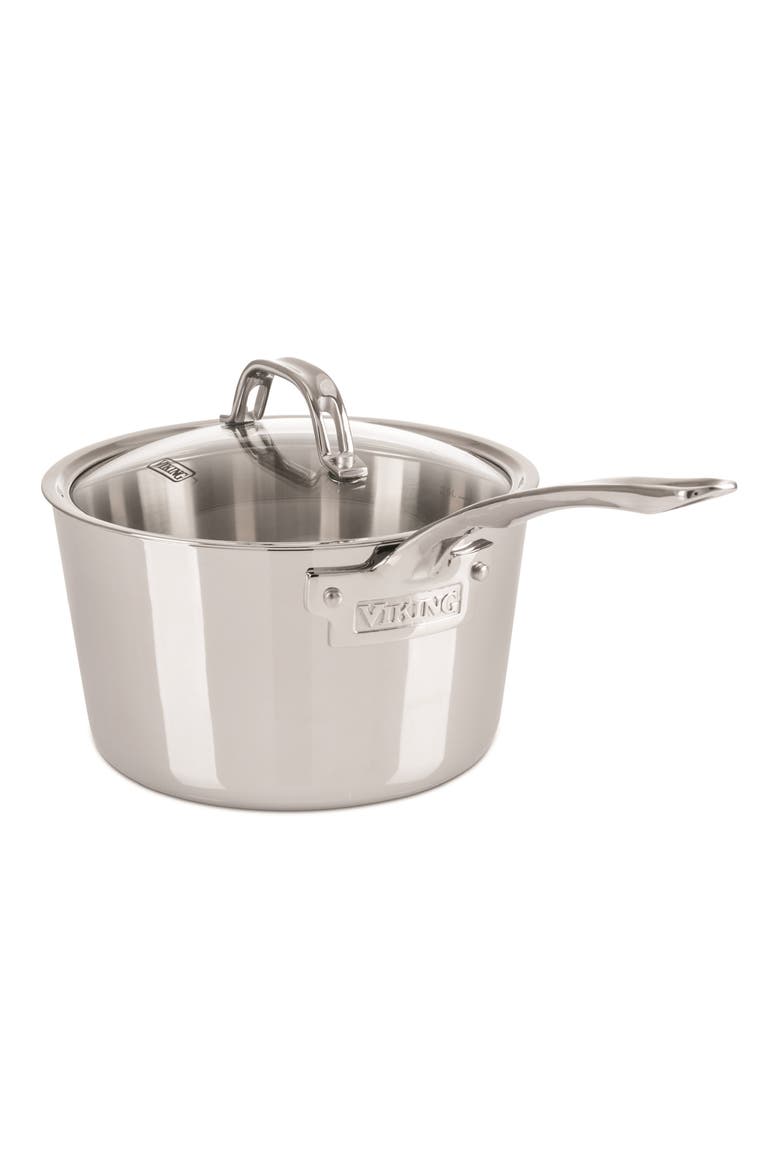 Contemporary 3.4-Quart Stainless Steel Sauce Pan with Lid, Main, color, STAINLESS STEEL
