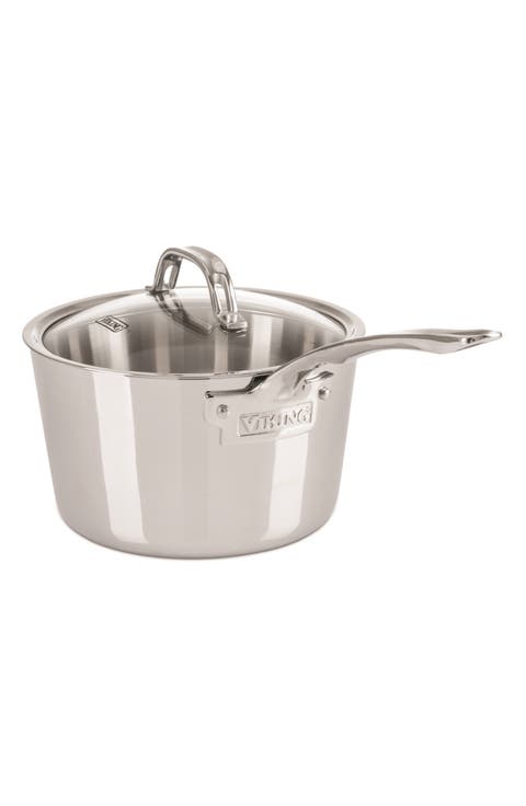 Contemporary 3.4-Quart Stainless Steel Sauce Pan with Lid