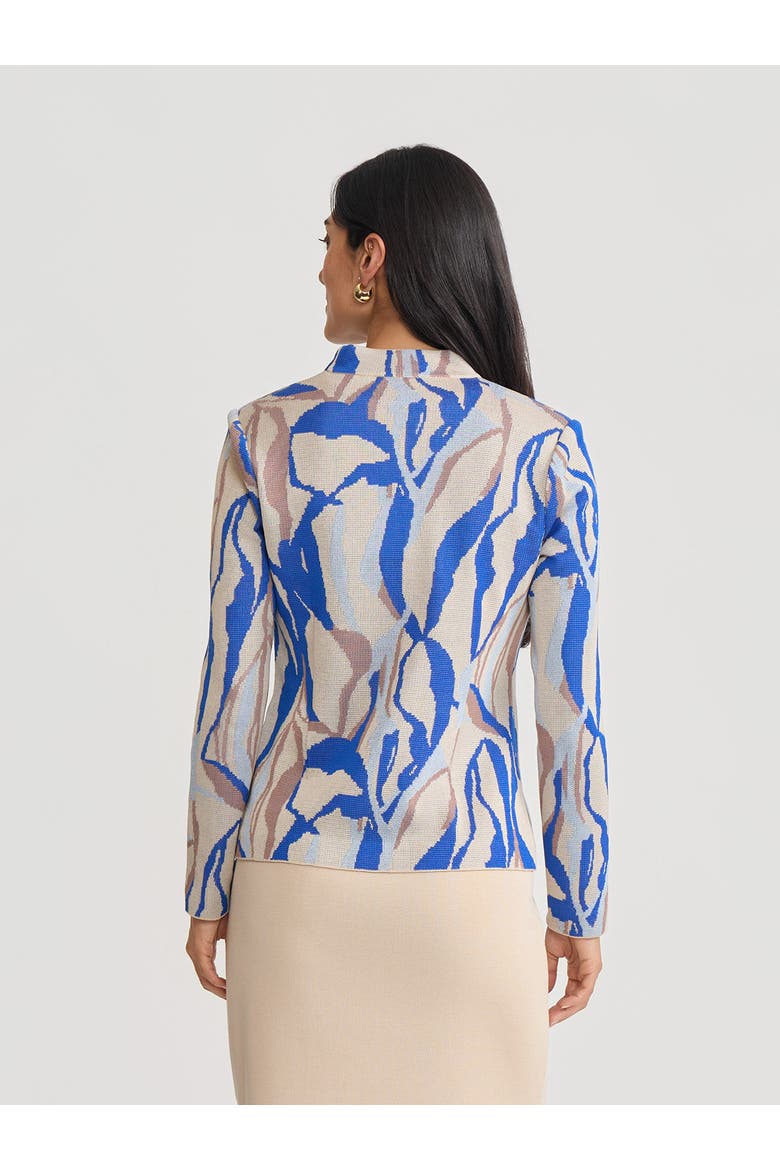 Tailored Multi-Color Abstract Knit Jacket, Alternate, color, Biscotti/Aegean Blue