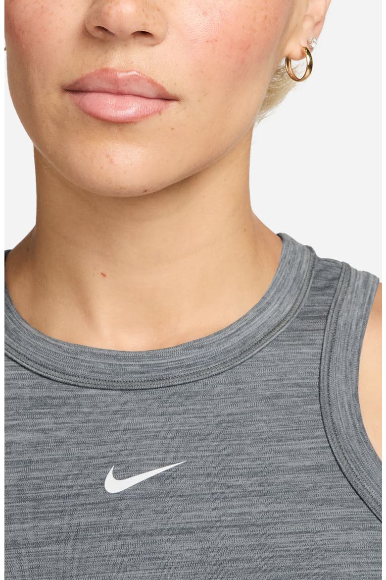 One Fitted Dri-FIT Cropped Tank Top, Alternate, color, 085 SMKGRY/WHITE