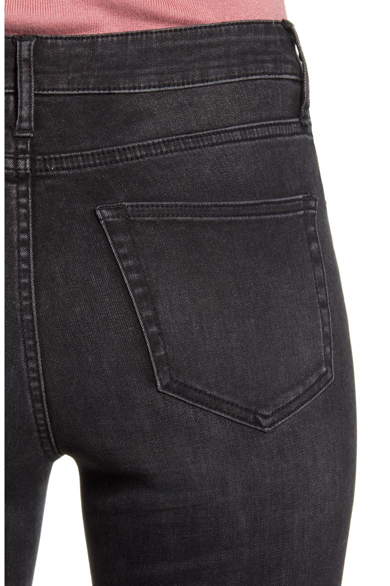 Raw Hem Skinny Ankle Jeans, Alternate, color, BLACK INDIGO WASH