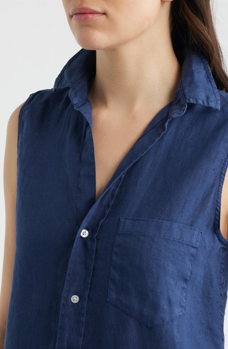 Frank & Eileen Finley Sleeveless Linen Button-Up Shirt, Alternate, color, Navy