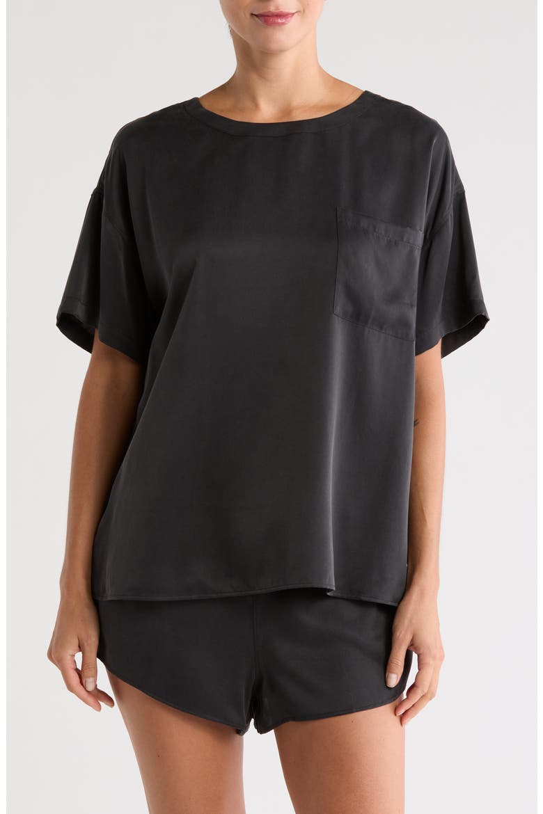 Washable Silk Short Pajamas, Main, color, IMMERSED BLACK