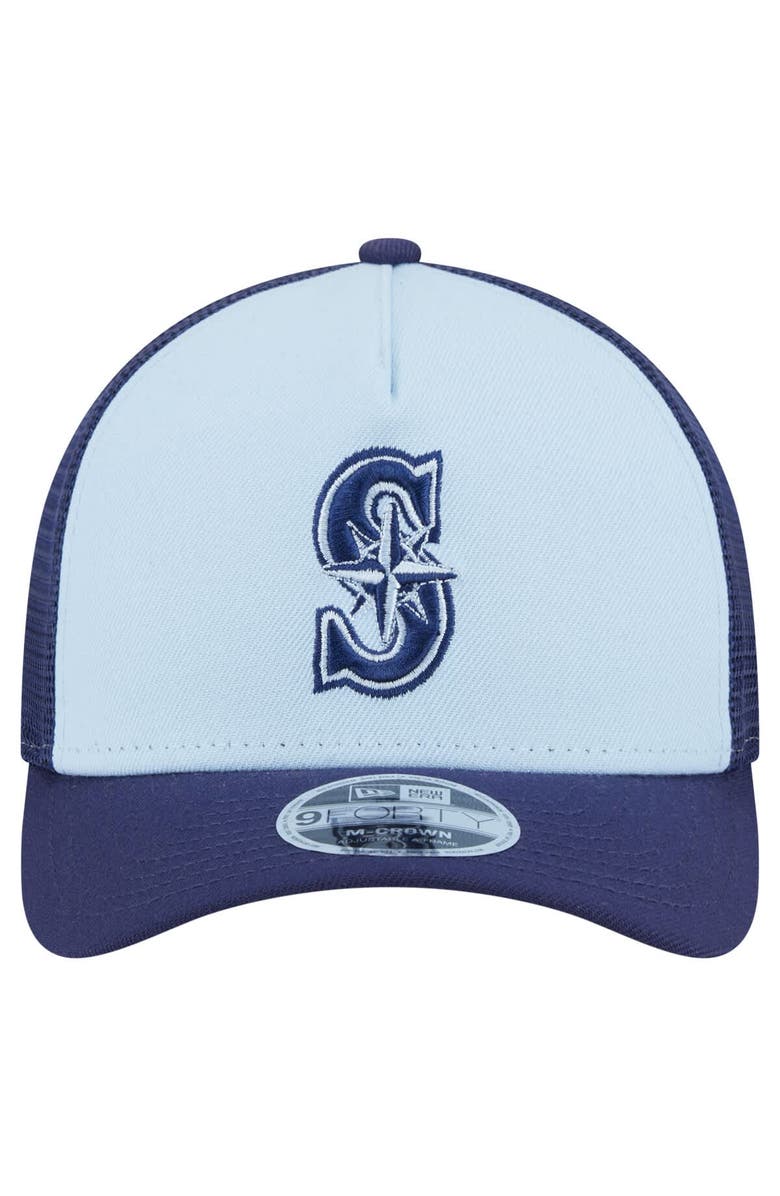 New Era Men's New Era Light Blue/Navy Seattle Mariners 2-Tone Color Pack 9FORTY Adjustable Trucker Hat, Alternate, color, 