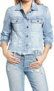 HIDDEN JEANS Frayed Hem Denim Jacket