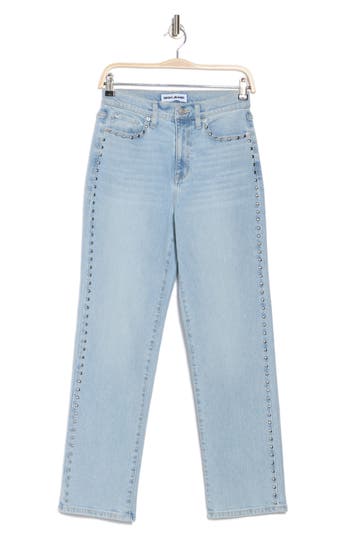 DKNY JEANS DKNY JEANS STUDDED HIGH WAIST STRAIGHT LEG JEANS 