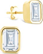 Sterling Forever Emerald-Cut Cubic Zirconia Stud Earrings