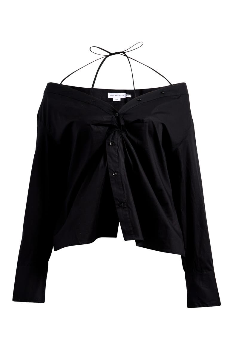 Poplin Off the Shoulder Top, Main, color, BLACK001
