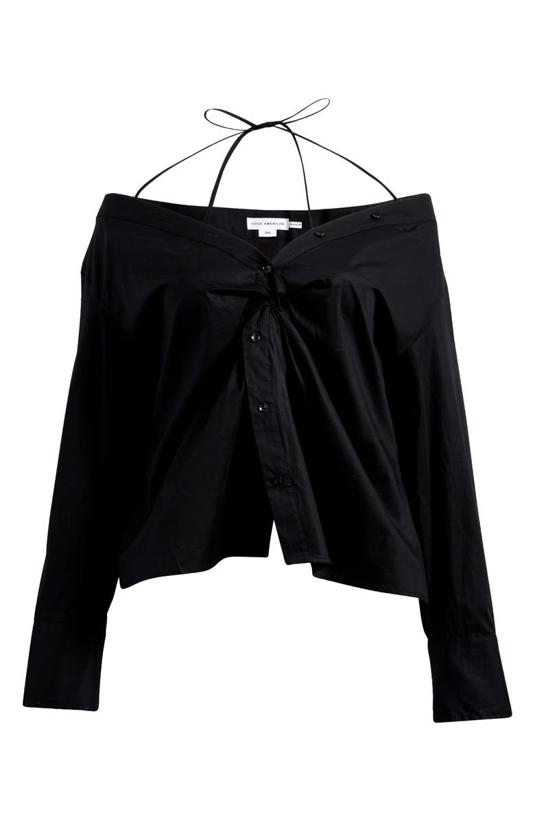 Good American Poplin Off the Shoulder Top, Main, color, Black001