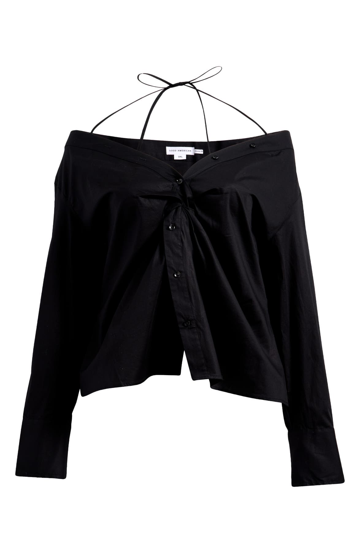 Good American Poplin Off the Shoulder Top