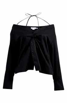 Good American Poplin Off the Shoulder Top