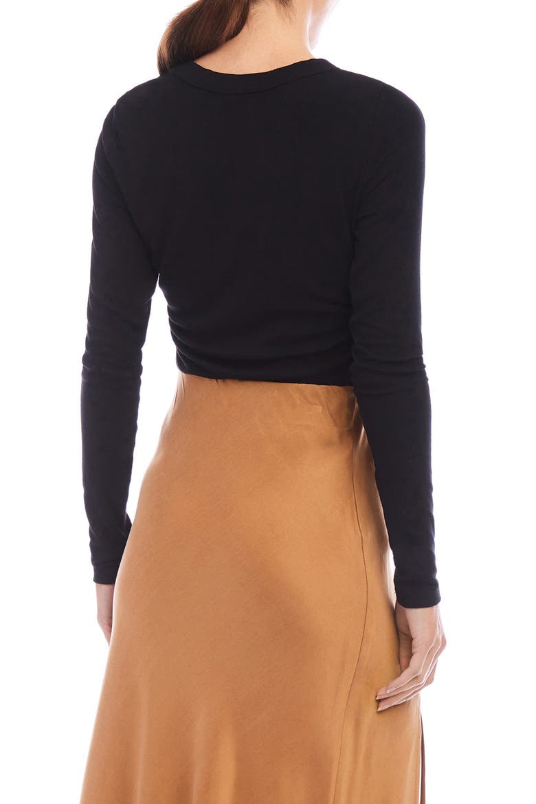 Side Shirred Rib Top, Alternate, color, BLACK