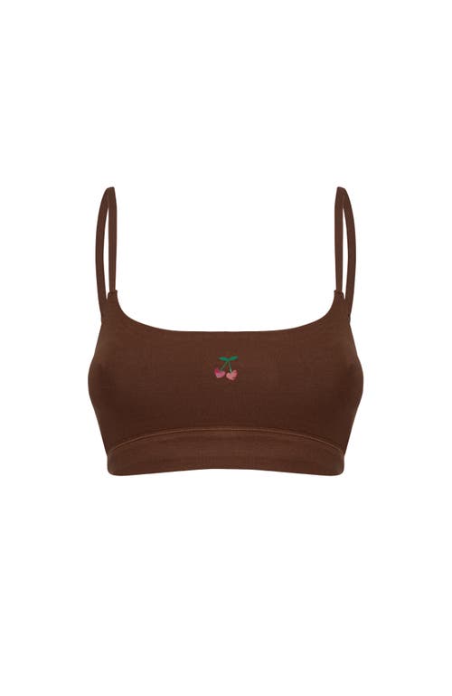 Cheeky Cherry Cotton Stretch Scoop Bralette In Mocha