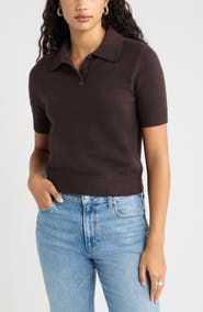 Open Edit Short Sleeve Polo Sweater
