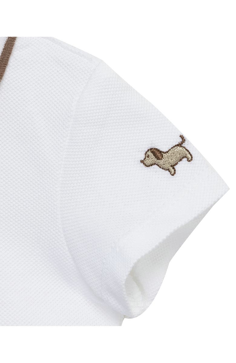 Little Me Puppies Cotton Polo & Seersucker Overalls Set, Alternate, color,