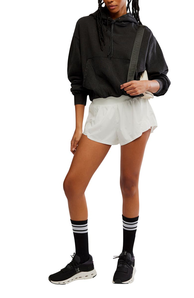 Free People Day Off Crop Cotton Blend Hoodie, Alternate, color, Black