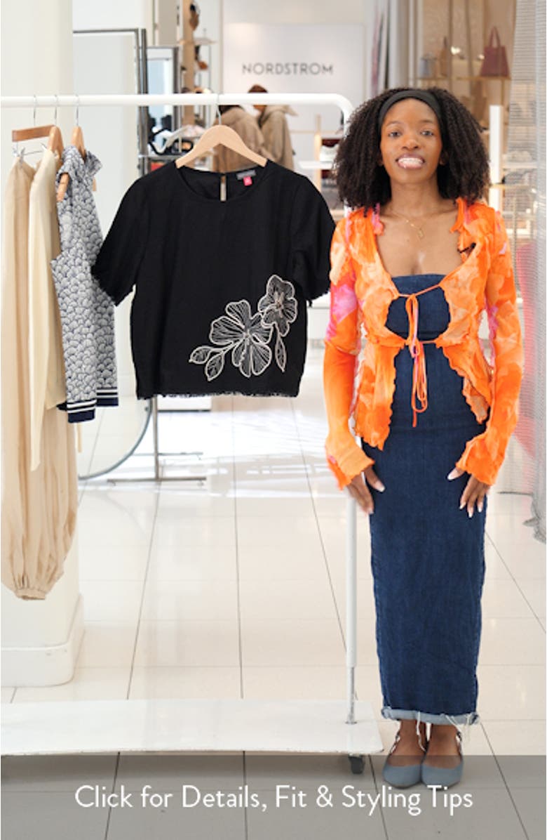 Floral Embroidered Short Sleeve Top, sales video thumbnail