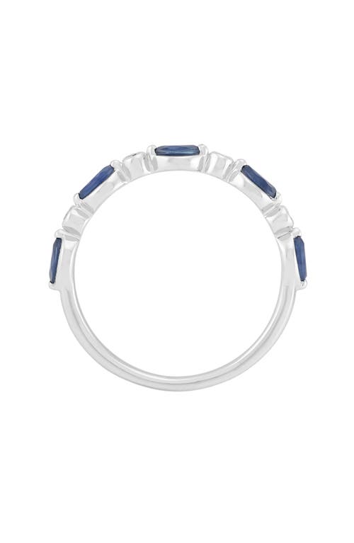 Frankie & Zoe 14k White Gold Round Diamond & Marquise Sapphire Band Ring In Multi
