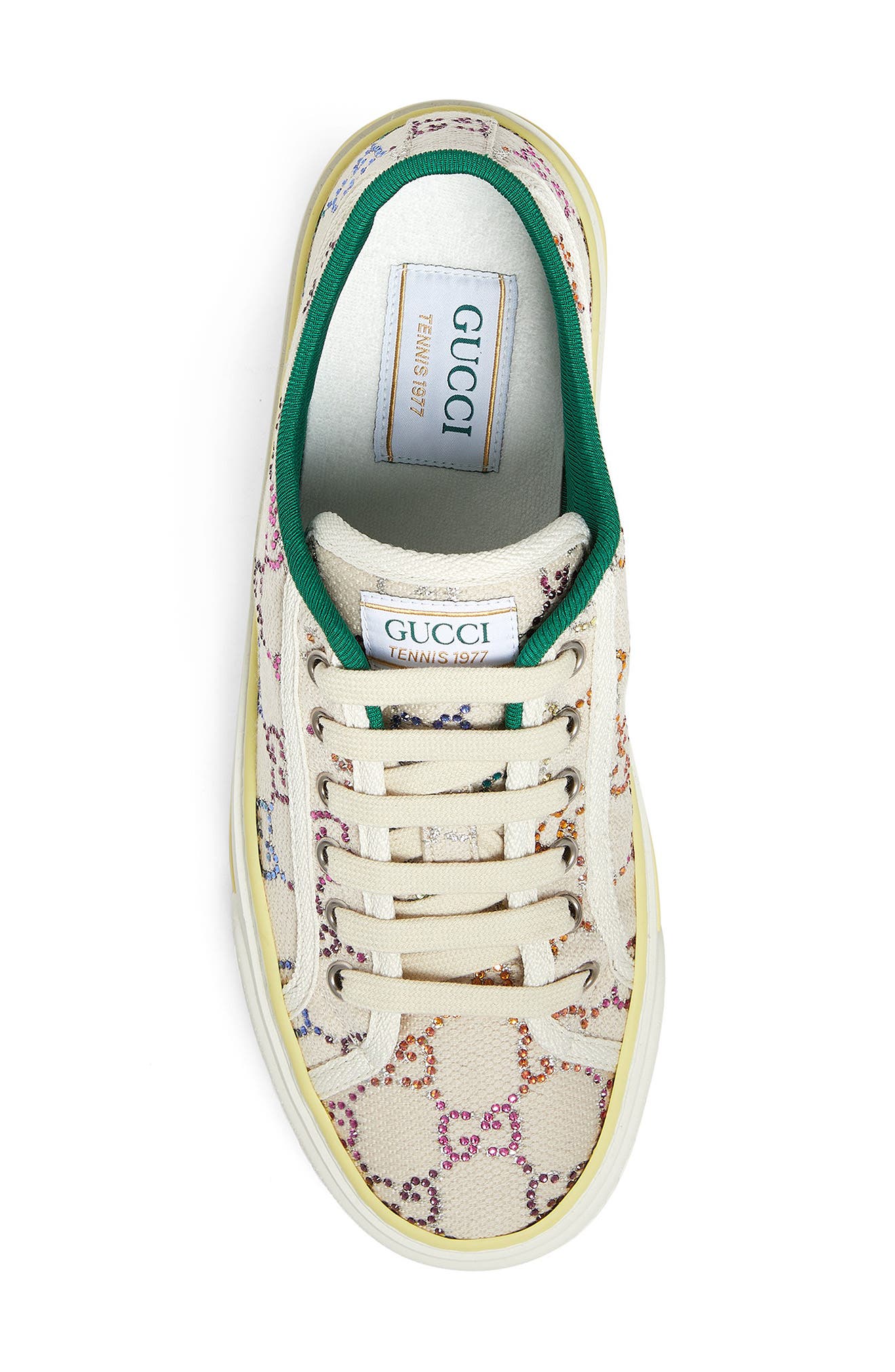 Gucci Tennis 1977 Crystal Logo Low Top Sneaker, Alternate, color, 