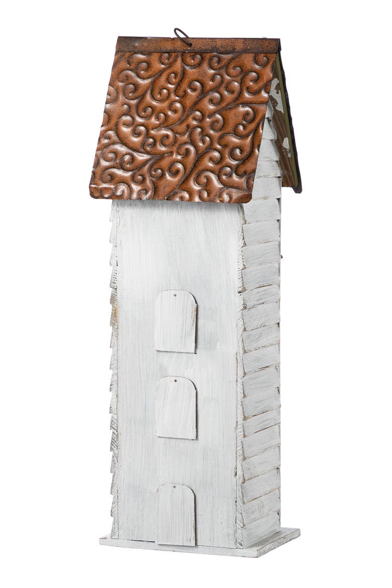 24.25"H Oversized 3-Tiered Solid Wood Villa Decorative Outdoor Garden Birdhouse, Alternate, color, White