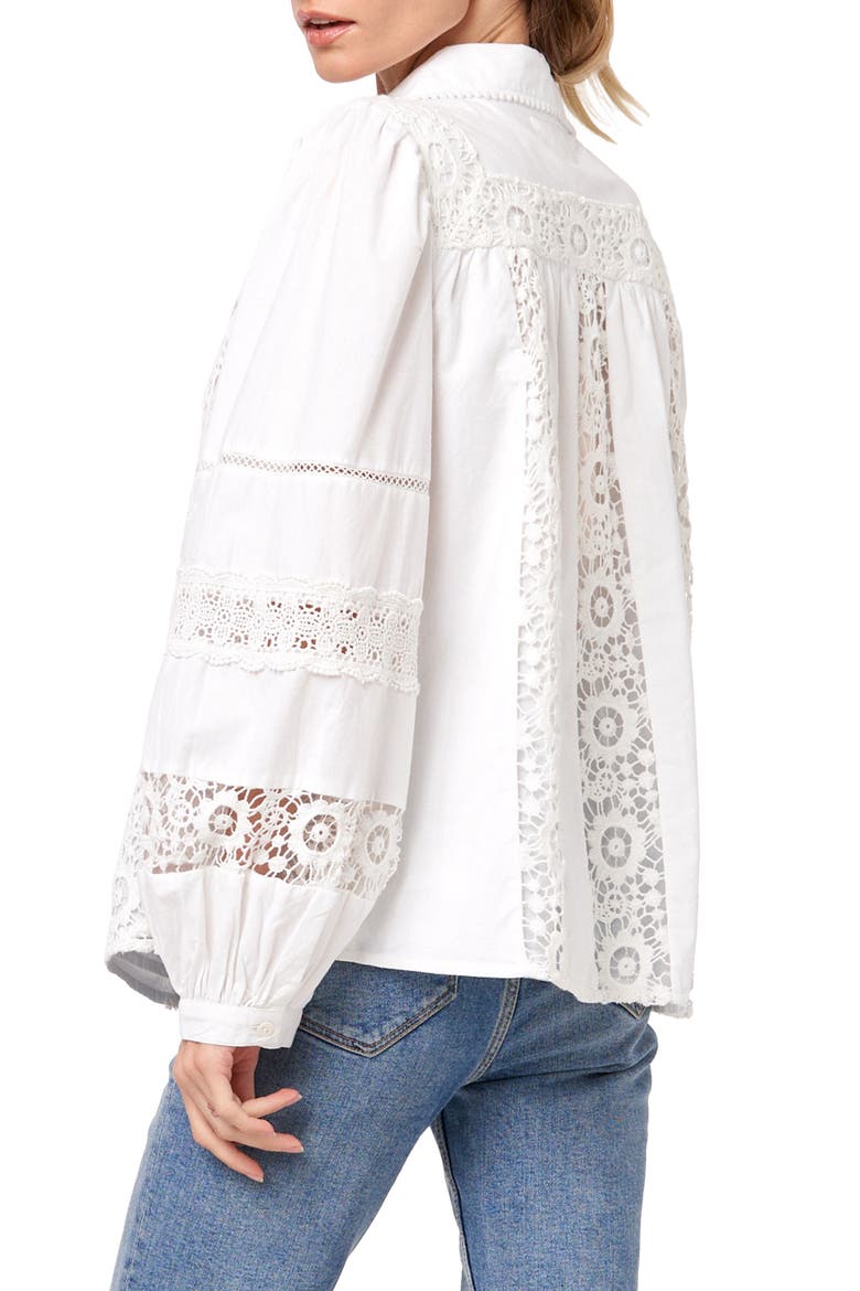 Mollie Lace Trim Shirt, Alternate, color, WHITE