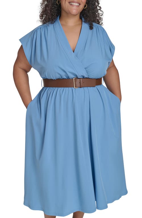 Calvin Klein Comm Belted Midi Shirtdress In Bayou