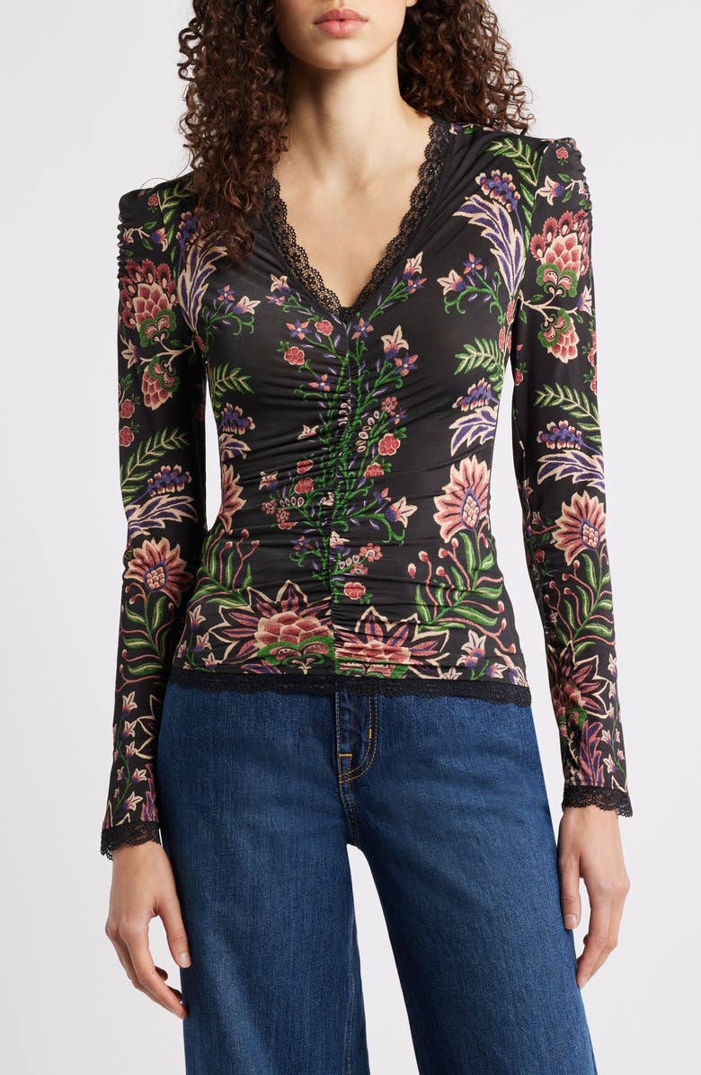 FARM Rio Marvelous Garden Knit Top, Main, color, Black