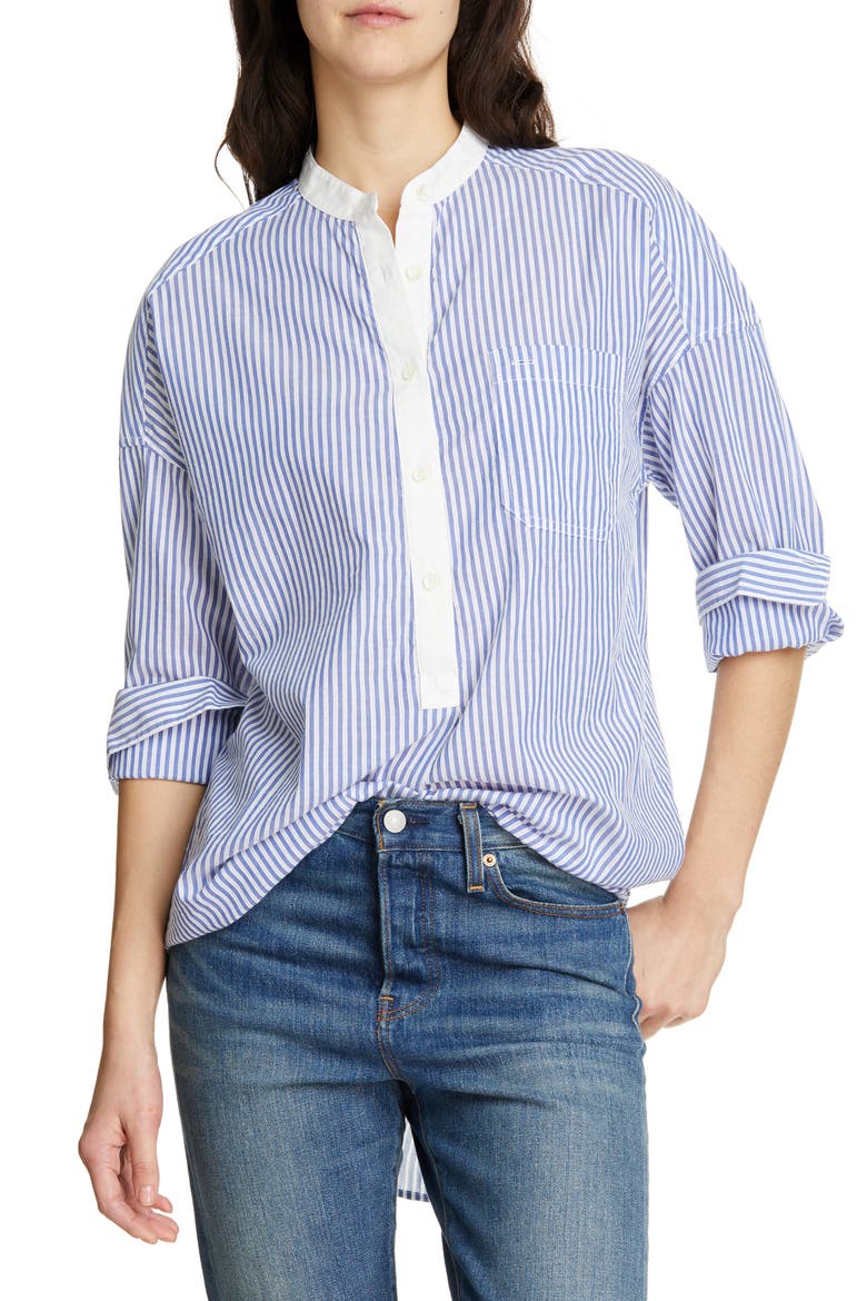 Stripe Shirttail Tunic, Main, color, BLUE