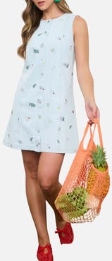 Blu Pepper Sleeveless Button Front Denim Dress